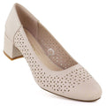 Women's openwork pumps on a block, beige Sergio Leone PB293 To be categorized Your Sports Performance