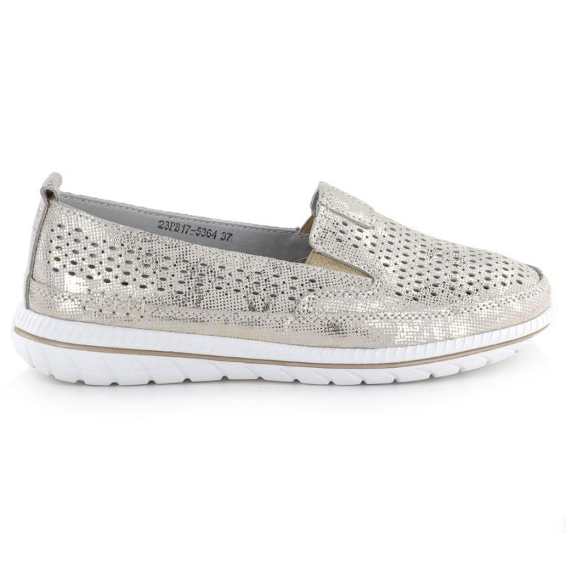 Women's leather openwork shoes in gold Jezzi 5364 To be categorized Your Sports Performance