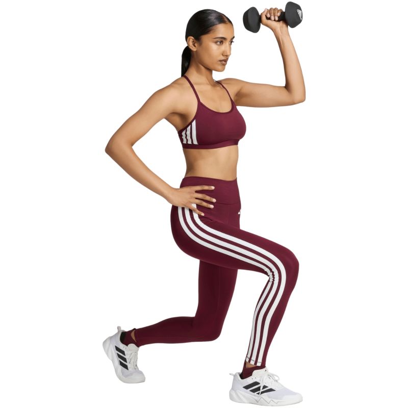 Women's adidas Optime Essentials Workout 3-Stripes 7/8 Burgundy Leggings KT3772
