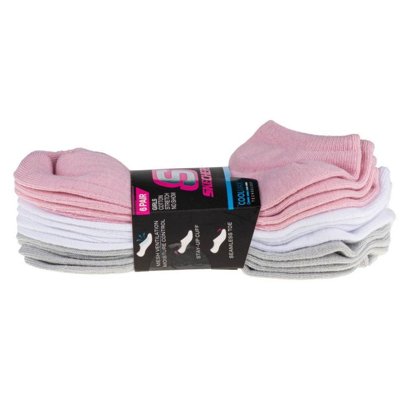 Skechers 6pk Girls Terry No Show S115059-PKGY multicolored 31-34 In preparation Your Sports Performance