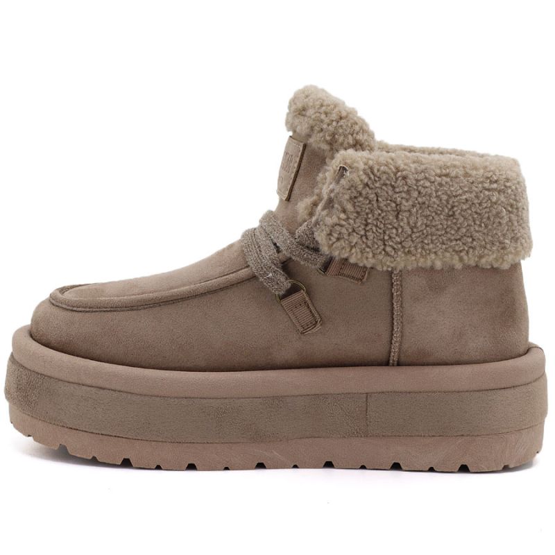 Big Star UU274215 Women's Waterproof Beige Platform Ankle Boots