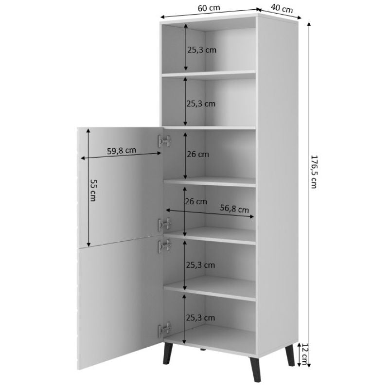 ABETO display cabinet 60x40xH176.5 black/gloss black Bufety i witryny/Bufety i witryny na drewnianej podstawie Your Sports Performance