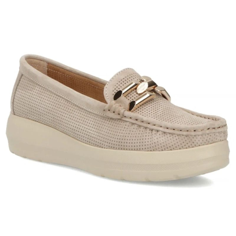 Beige leather wedge loafers Filippo DP7652 Filippo