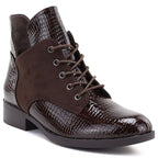 Women's patent leather ankle boots, brown, Vinceza HX27-16524