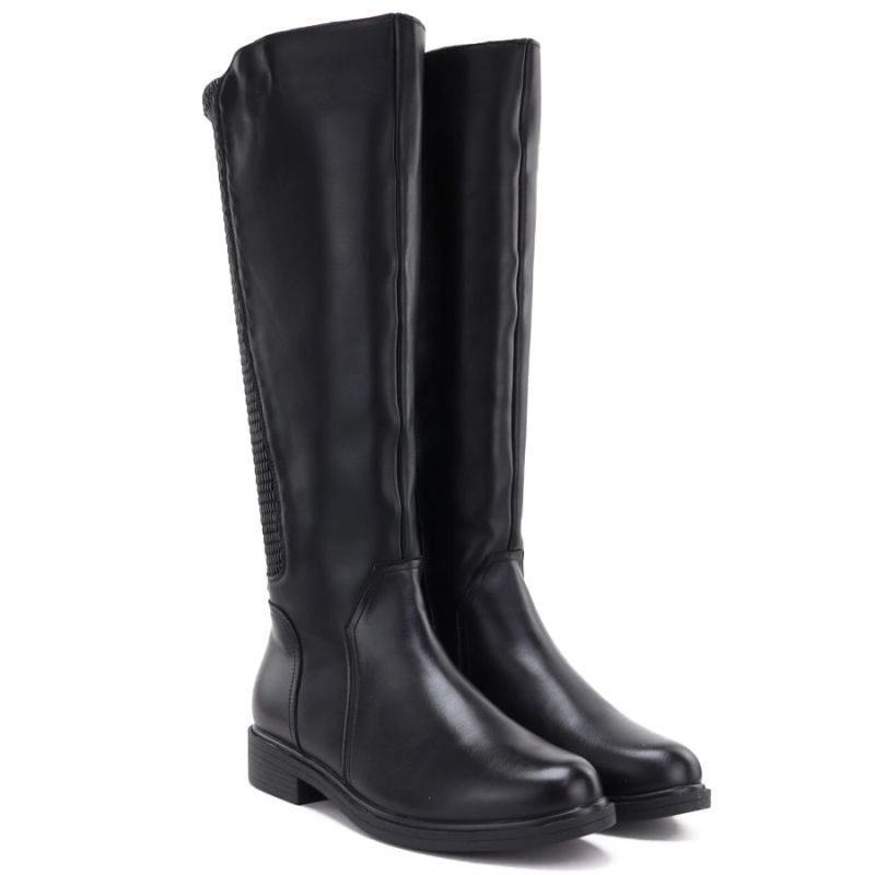 Women's leather boots with elastic upper, black Cambell JE19489