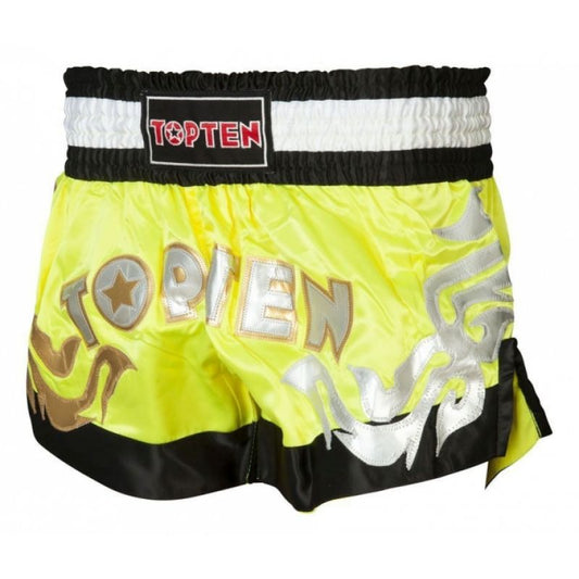 Kickboxing shorts "TOP TEN" NEON yellow and black In preparation Your Sports Performance