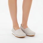 Women's beige leather slip-on shoes S.Barski LR61-7051 To be categorized Your Sports Performance