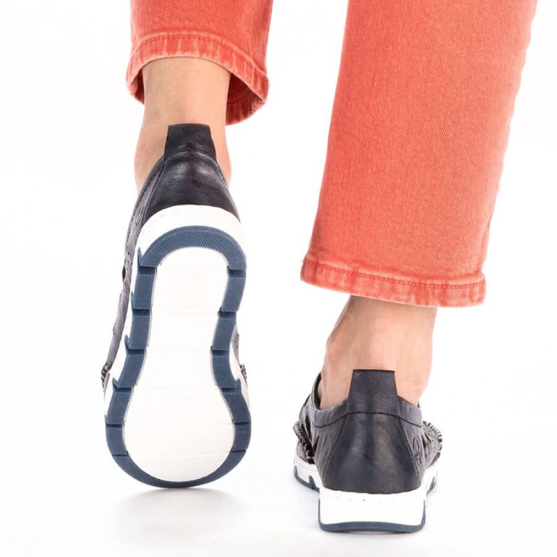 Leather openwork shoes Rieker W RKR652, navy blue Footwear/Lifestyle/Rieker Your Sports Performance