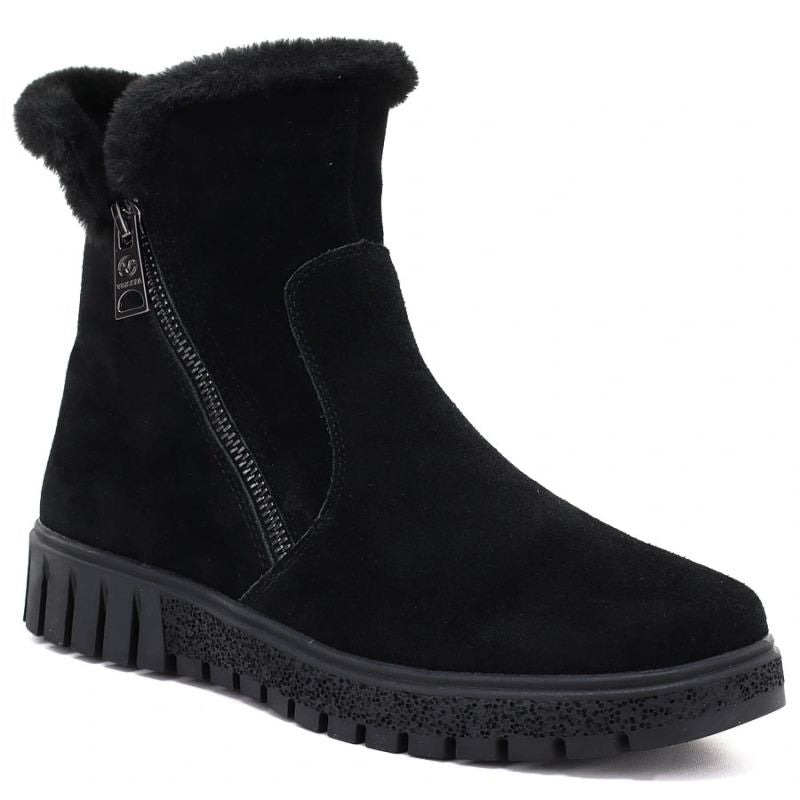 Women’s Black Lined Leather Ankle Boots Vinceza 133126