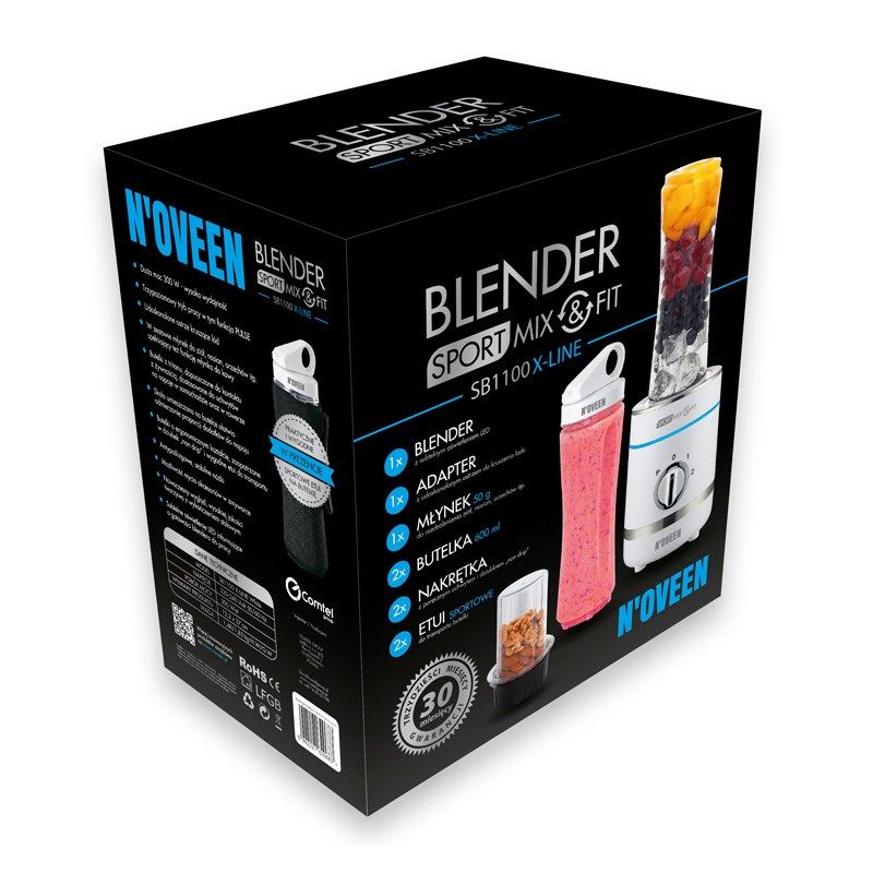NOVEEN Sport Mix&Fit SB1100 X-LINE Jug Blender, White AGD - Produkty/Miksery / Blendery Your Sports Performance