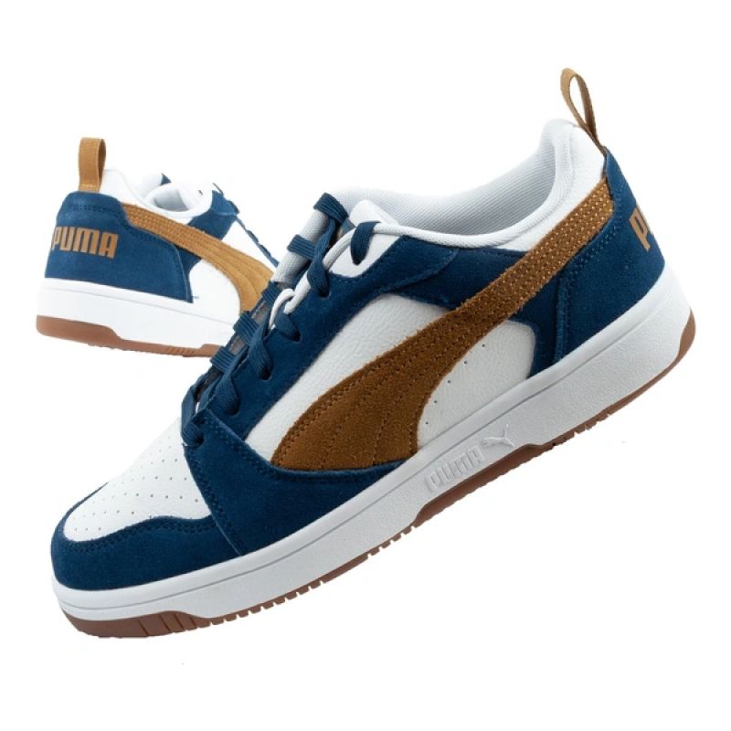Puma Rebound v6 men's sports sneakers fashionable comfortable white navy brown Puma