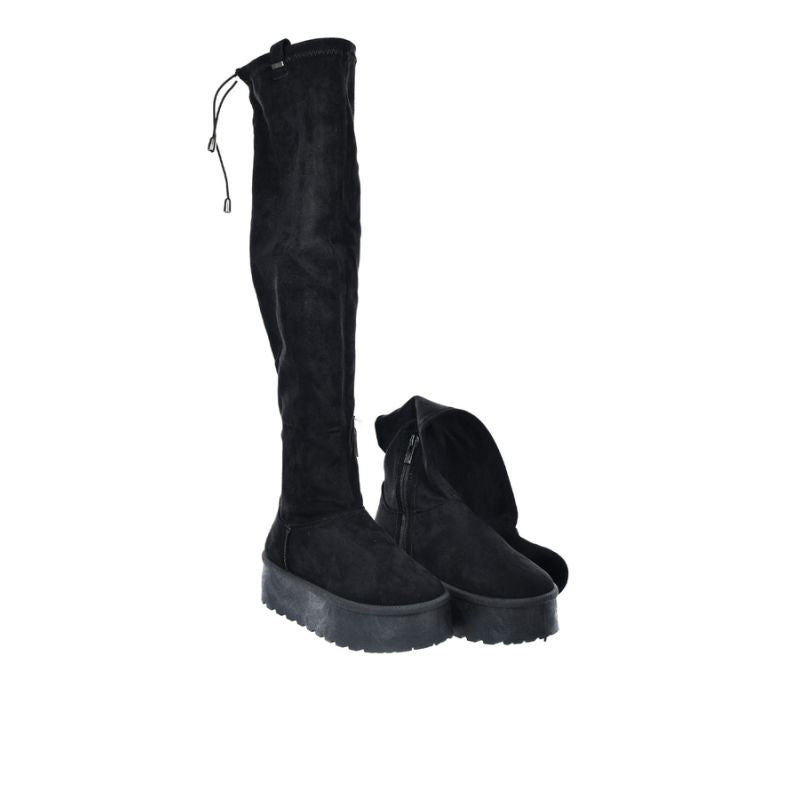 Women's Black Suede Platform Boots Big Star SS274264 Footwear Your Sports Performance