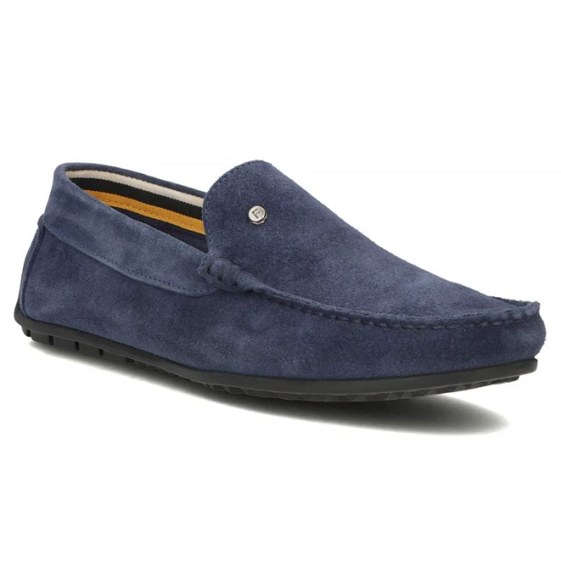 Men's leather moccasins, navy blue, Filippo MP923 Filippo