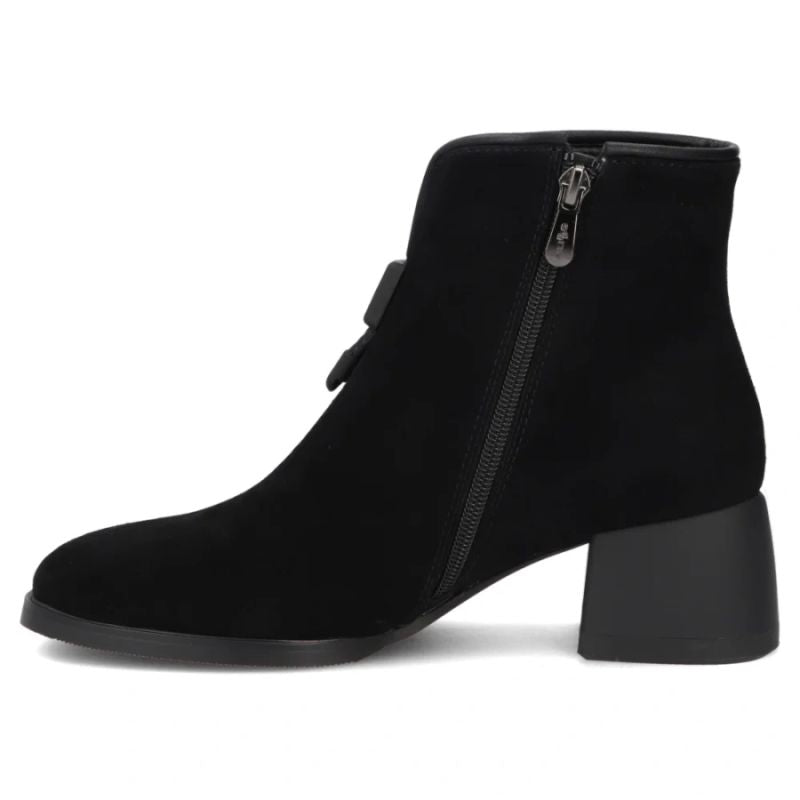 Black women’s leather block-heel ankle boots Filippo DBT8200