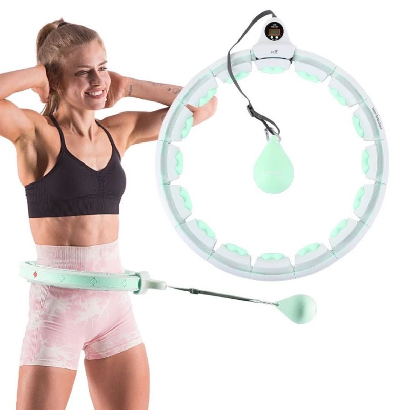Hula hoop HMS HHW06 with studs, weight and counter green In preparation Your Sports Performance