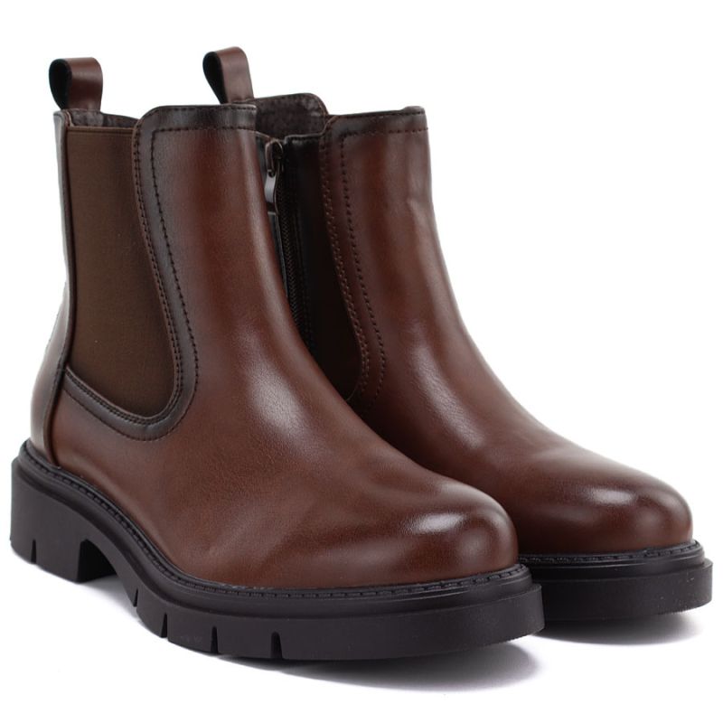 Women's brown leather ankle boots, Sergio Leone BT-01-S