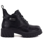 Women’s black ankle boots with block heel and platform, Jezzi MR2502-3