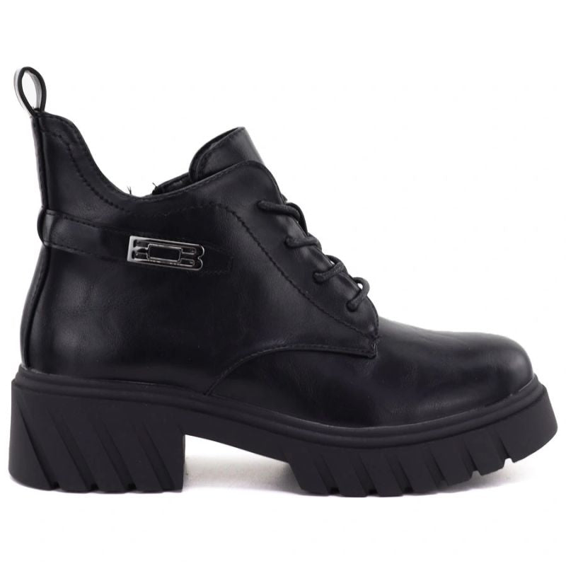 Women’s black ankle boots with block heel and platform, Jezzi MR2502-3