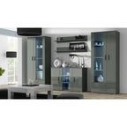 SOHO S6 2D2S display cabinet, grey/grey gloss Bufety i witryny/Bufety i witryny na drewnianej podstawie Your Sports Performance