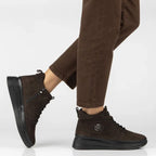 Women's leather suede ankle boots on a dark brown platform Filippo DBT4215