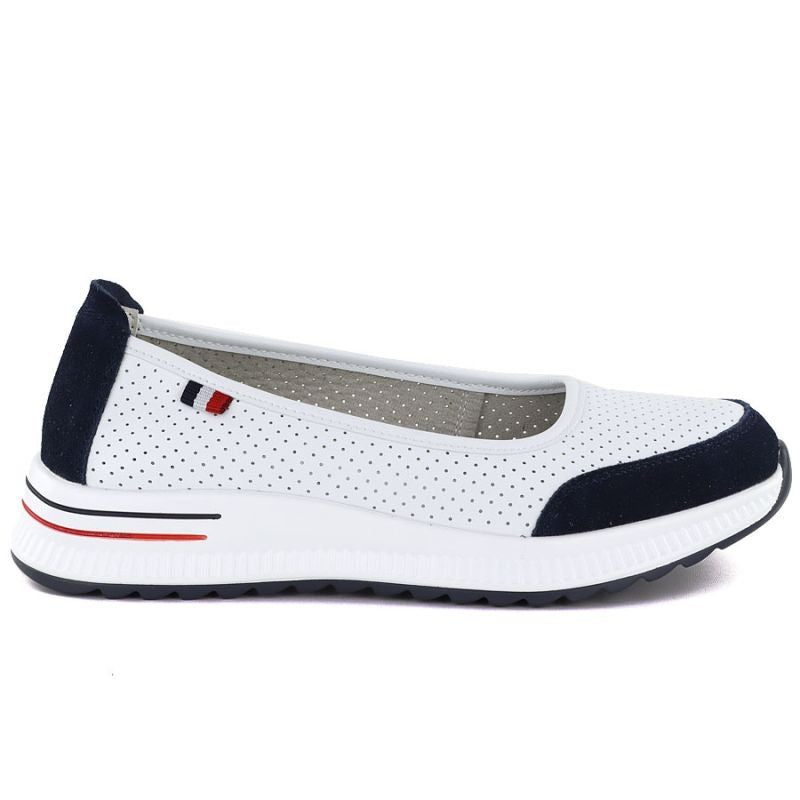 Leather ballet flats with a thick sole, openwork, white Jezzi 7815 To be categorized Your Sports Performance