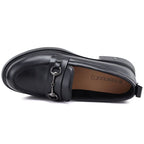 Women's leather loafers, black, Vinceza 133115