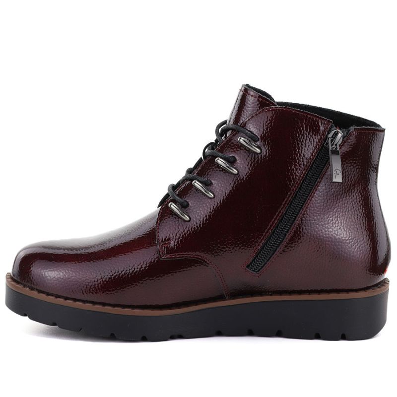 Women's patent leather burgundy wedge ankle boots Potocki Z25-JE19360