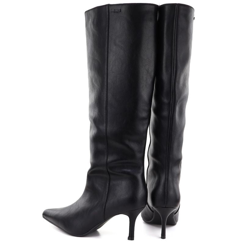 Women's leather boots with a high heel, insulated, black Big Star UU274497