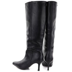 Women's leather boots with a high heel, insulated, black Big Star UU274497