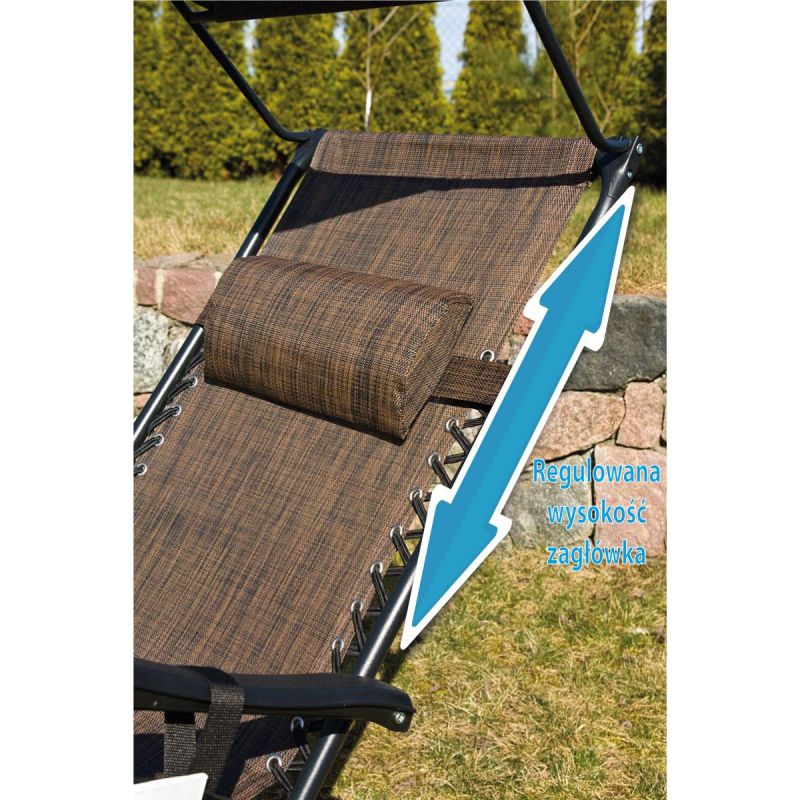 FOLDABLE GARDEN DECHAIR WITH CANOPY 173X52/65X110CM BROWN Home and Garden/Garden Your Sports Performance