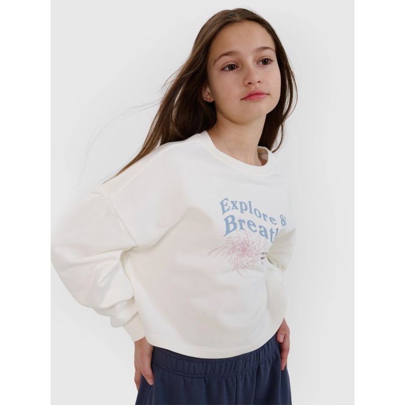 Girls' sweatshirt without a hood, 4F 4FJWSS25TSWSF1483-11S *Kategoria tymczasowa Your Sports Performance