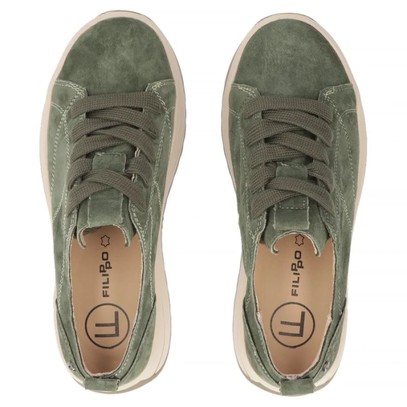 Filippo DP7959 green leather platform sneakers