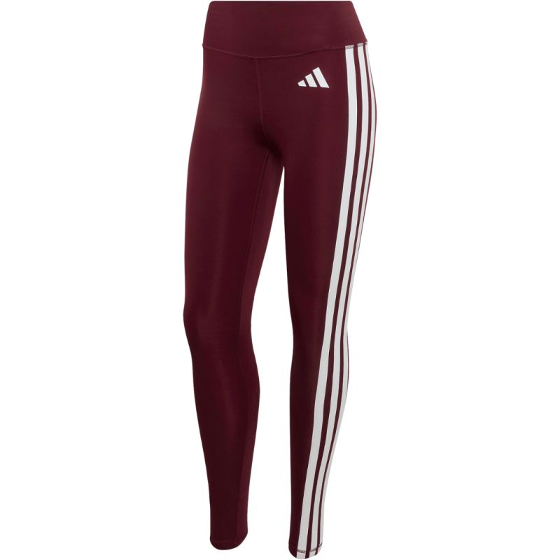 Women's adidas Optime Essentials Workout 3-Stripes 7/8 Burgundy Leggings KT3772