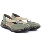 Rieker 46461-52 Green Leather Closed-Toe Sandals Rieker