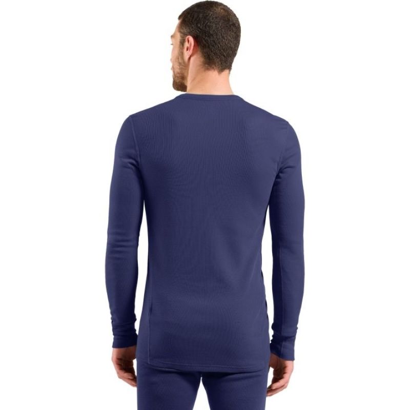 Odlo BL TOP crew neck l/s ACTIVE WARM long sleeve thermal underwear size L Blue Odzież militarna/Bielizna termoaktywna Your Sports Performance