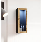 VIGO '90' display cabinet, glass 90/35/32, black/wotan oak Bufety i witryny/Bufety i witryny na drewnianej podstawie Your Sports Performance