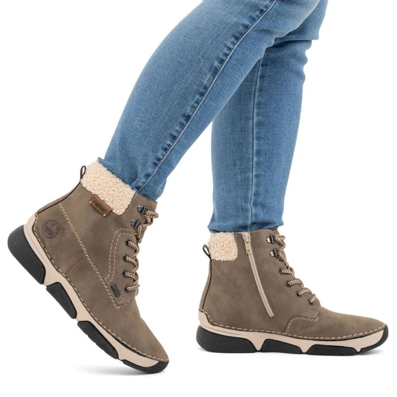 Women’s Brown Leather Lined Hiking-Style Ankle Boots Rieker 45925-25