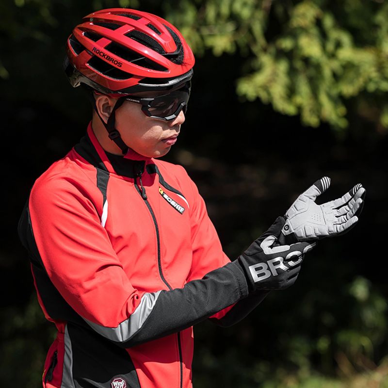 Rockbros cycling gloves, insulated, long, size: M - black and gray Rockbros