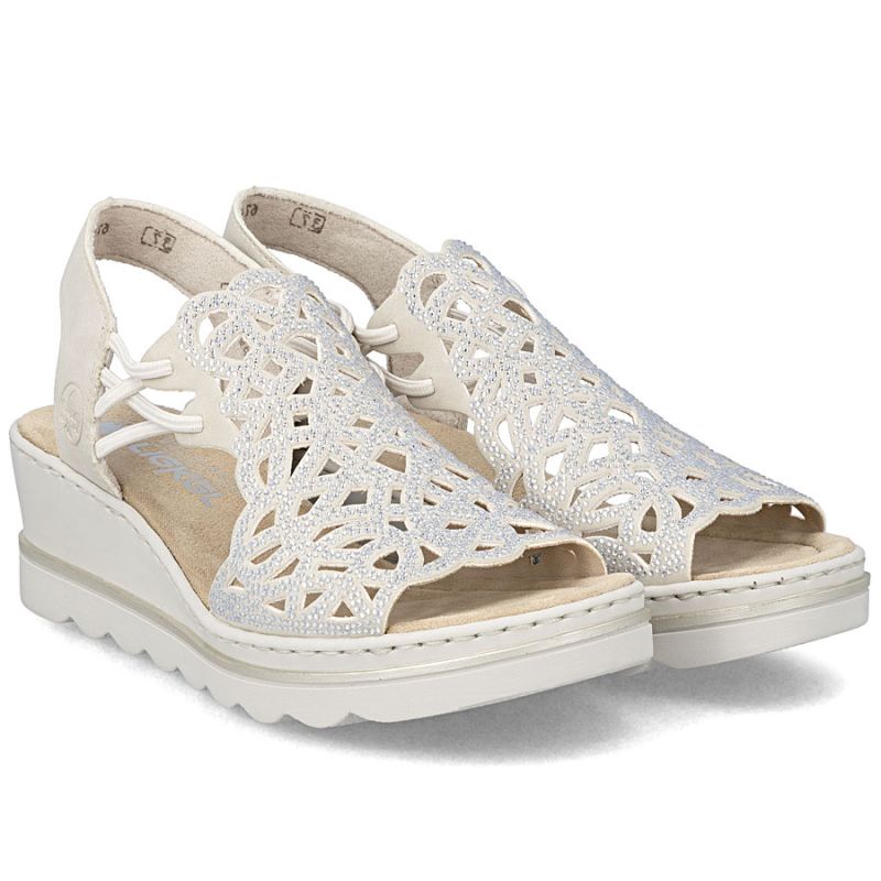 Women's beige wedge sandals Rieker 67465-62 Rieker