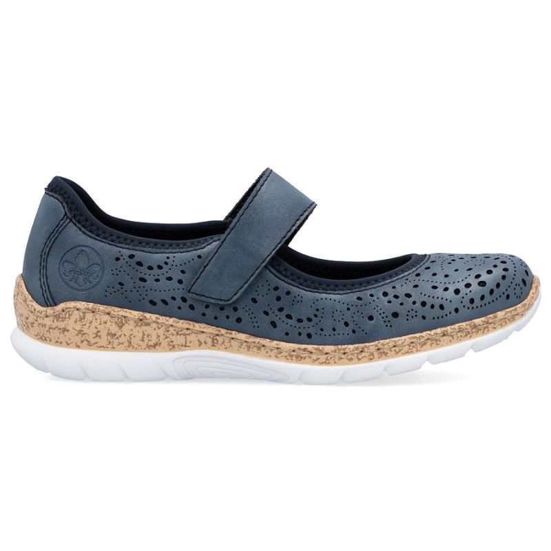 Rieker N4299-14 women's comfortable velcro shoes, openwork, blue To be categorized Your Sports Performance