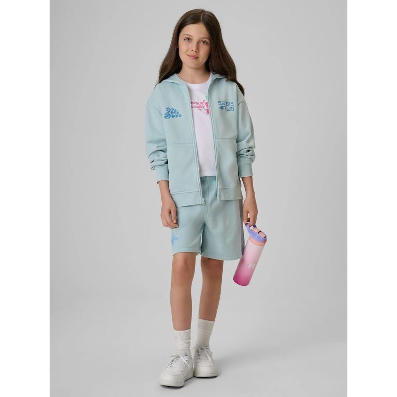 Girls' sleeveless T-shirt with print 4F 4FJRSS26TSLEF328-11S