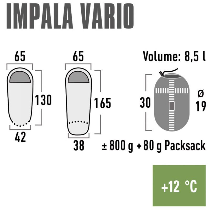 High Peak Impala Vario sleeping bag 165x65x38 cm 23044 Accessories/Tourist equipment Your Sports Performance