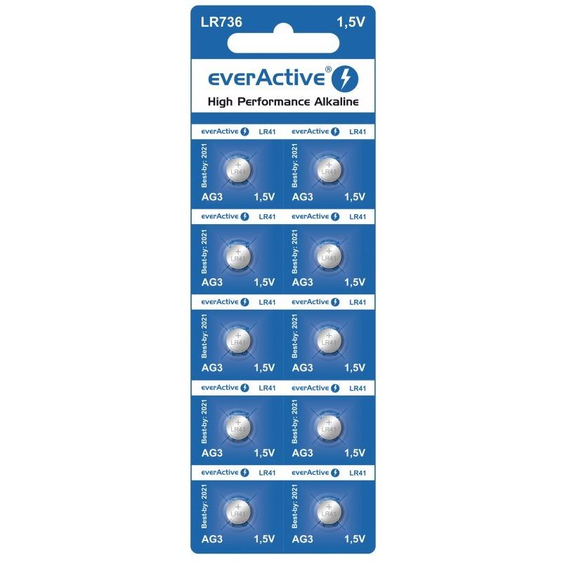 EVERACTIVE ALKALINE BATTERIES MINI G3 LR736 LR41, BLISTER OF 10 PCS. EVAG3 Baterie, akumulatorki i ładowarki/Baterie Your Sports Performance
