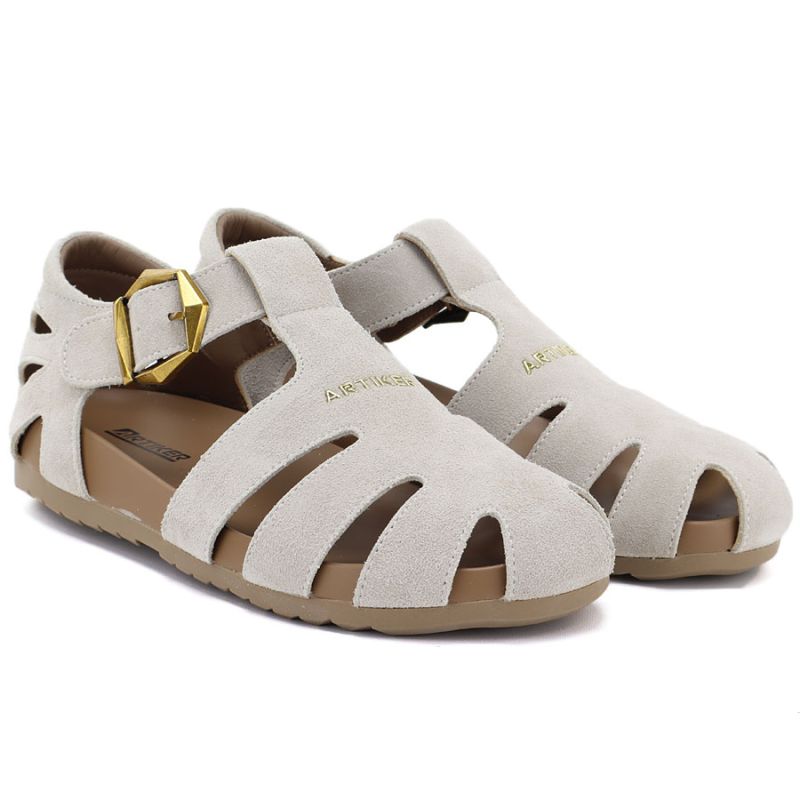 Beige women's leather sandals Artiker 58C0328 Artiker