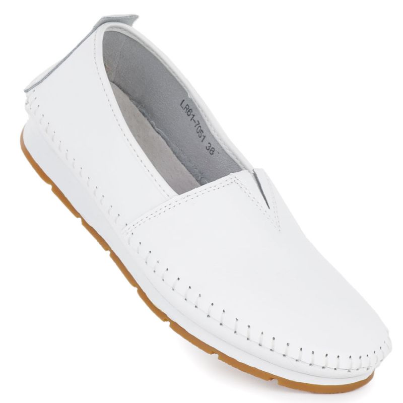 Women's leather slip-on shoes, white, S.Barski LR61-7051 To be categorized Your Sports Performance