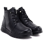 Women's comfortable leather ankle boots, black, Cambell RI15302