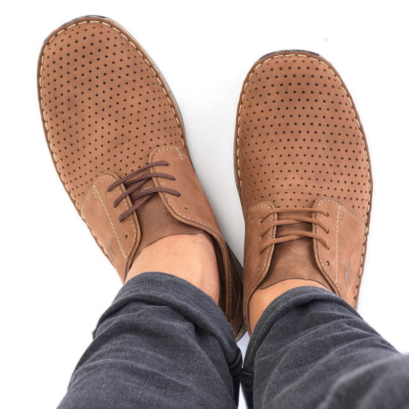 Rieker M RKR528 brown openwork leather shoes