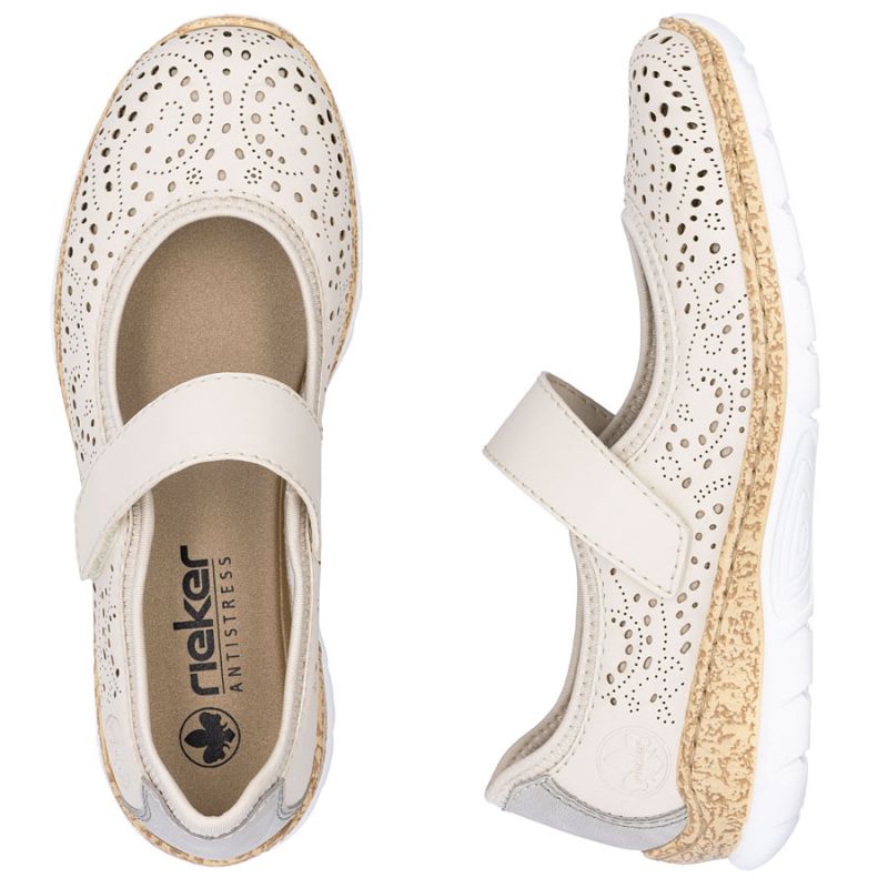 Rieker N4299-60 comfortable women's shoes with openwork velcro in beige To be categorized Your Sports Performance