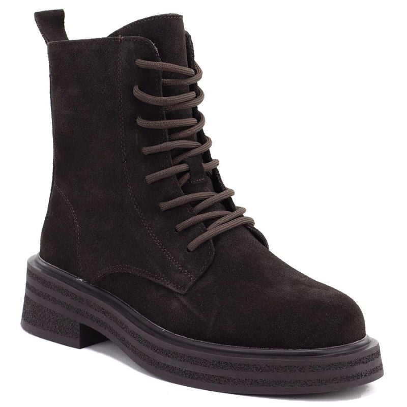 Women's leather ankle boots, suede, chocolate, Sergio Leone TR-02