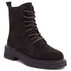 Women's leather ankle boots, suede, chocolate, Sergio Leone TR-02